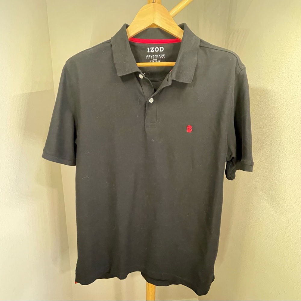 IZOD - Black Advantage Performance Polo, Mens Large
